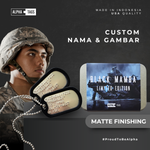 Black Mamba Dog Tag Set bisa custom embossed dan laser